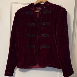 Alexandra Bartlett Velvet Maroon Blazer Silk